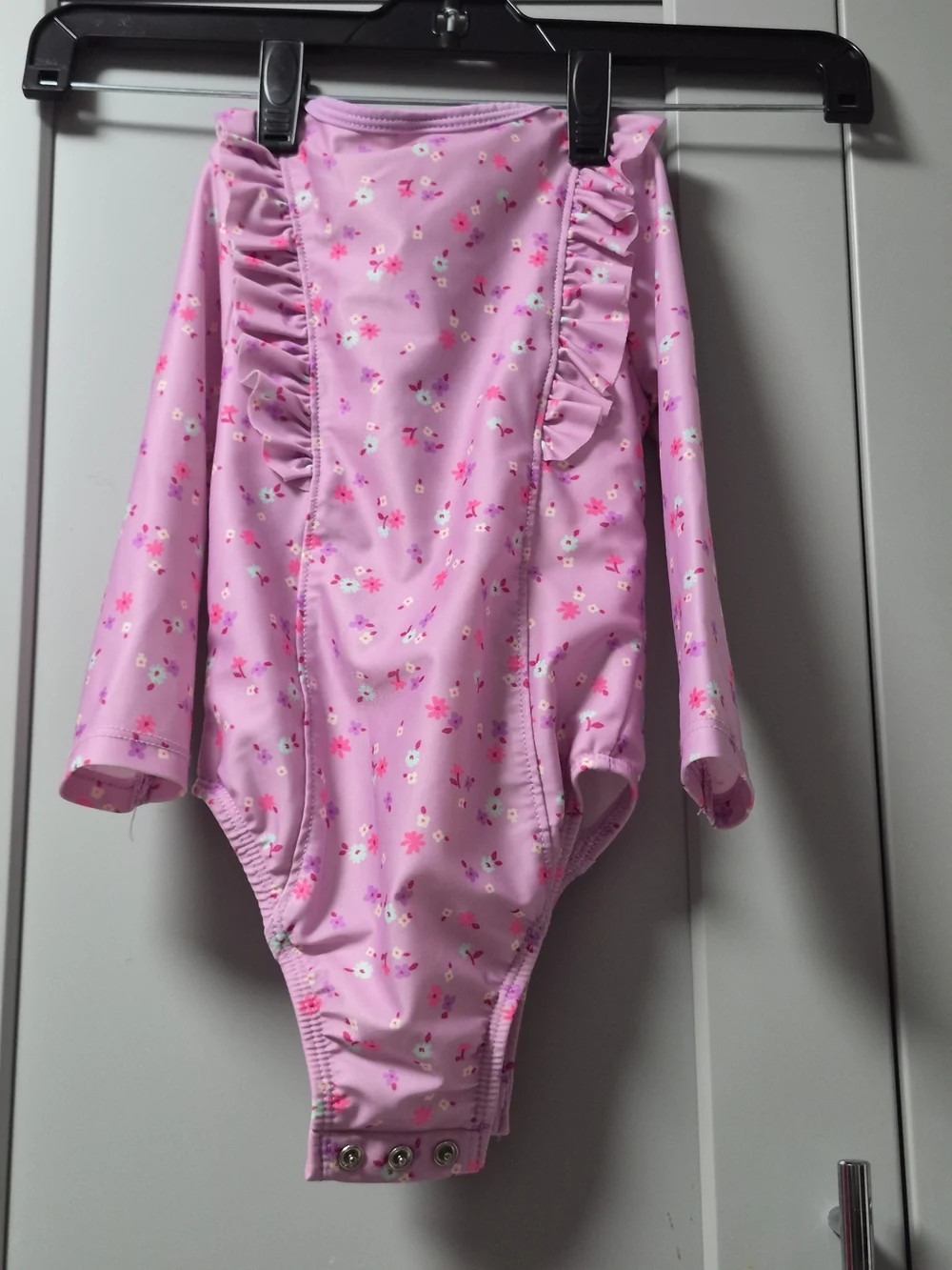 Cat & Jack Pink Floral Long-Sleeve Girls' Rashguard One-Piece 18M